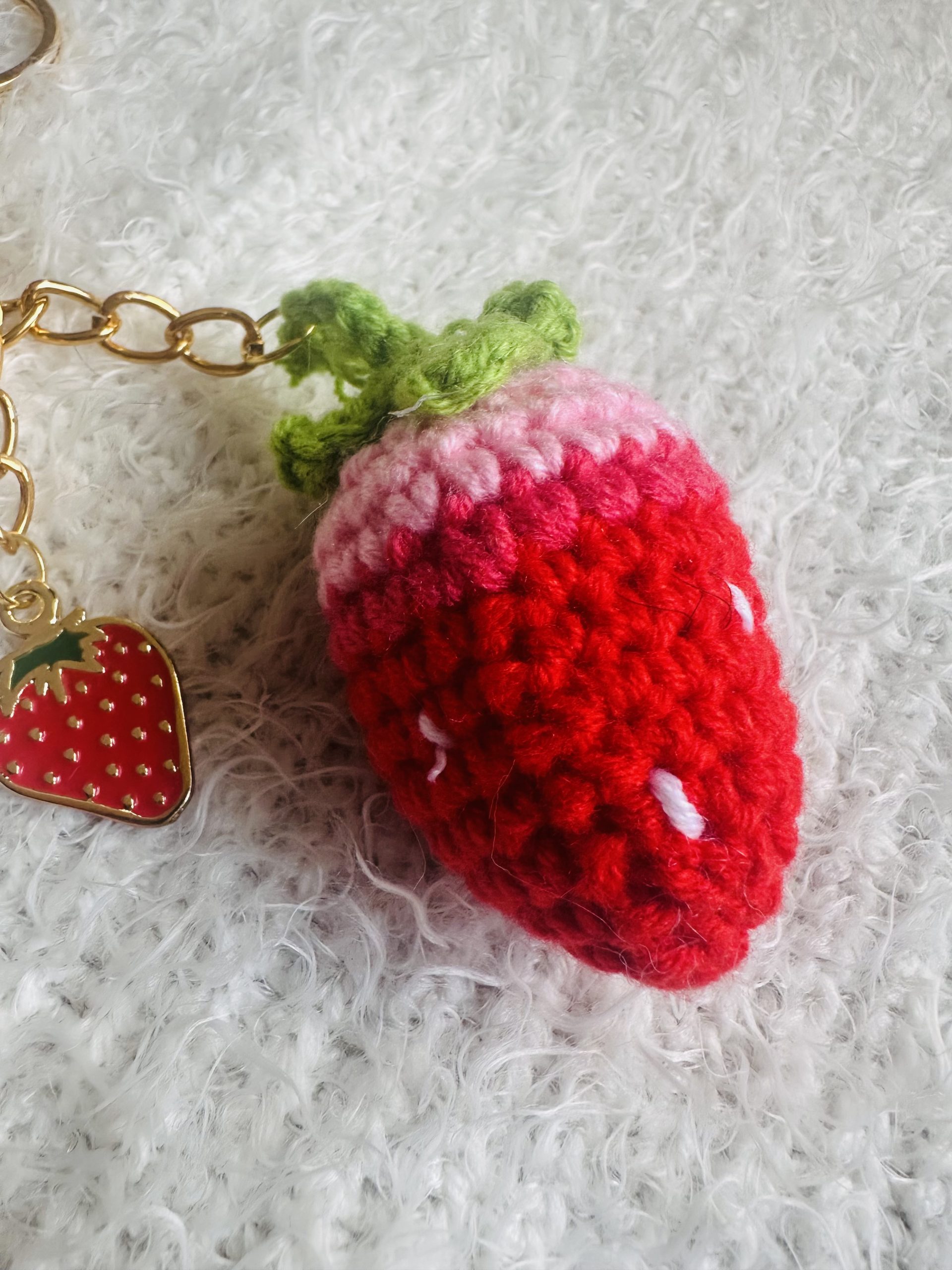 Çilekli Origami Orme Çanta Charm - Görsel 6