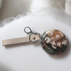 Çiçek Motifli Cep Ayna Charm