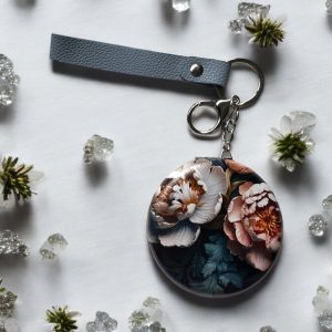 Çiçek Motifli Cep Ayna Charm