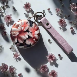 Çiçek Motifli Cep Ayna Charm