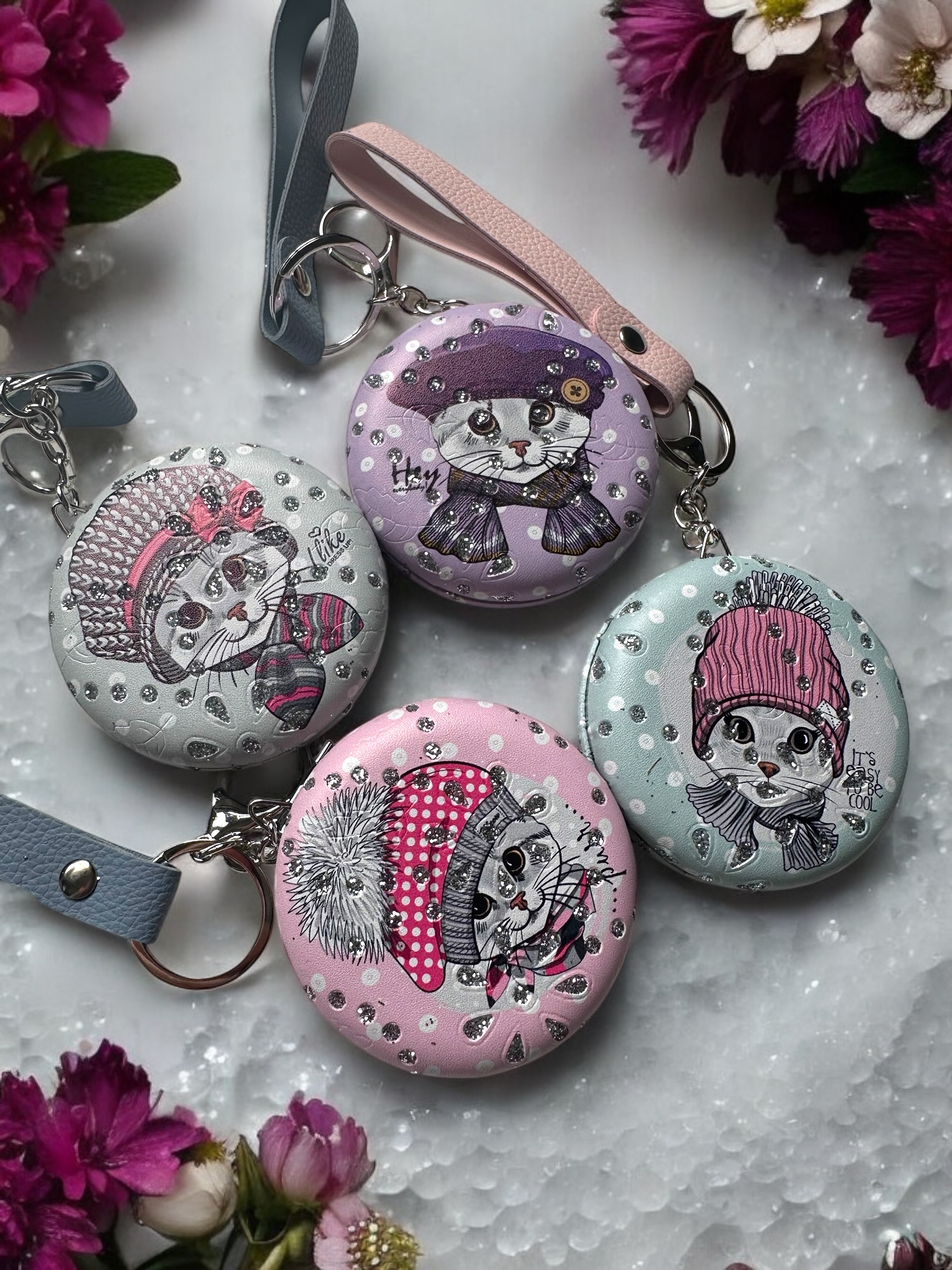 Kedi Motifli Cep Ayna Charm - Görsel 6