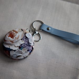 Çiçek Motifli Cep Ayna Charm