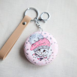 Kedi Motifli Cep Ayna Charm