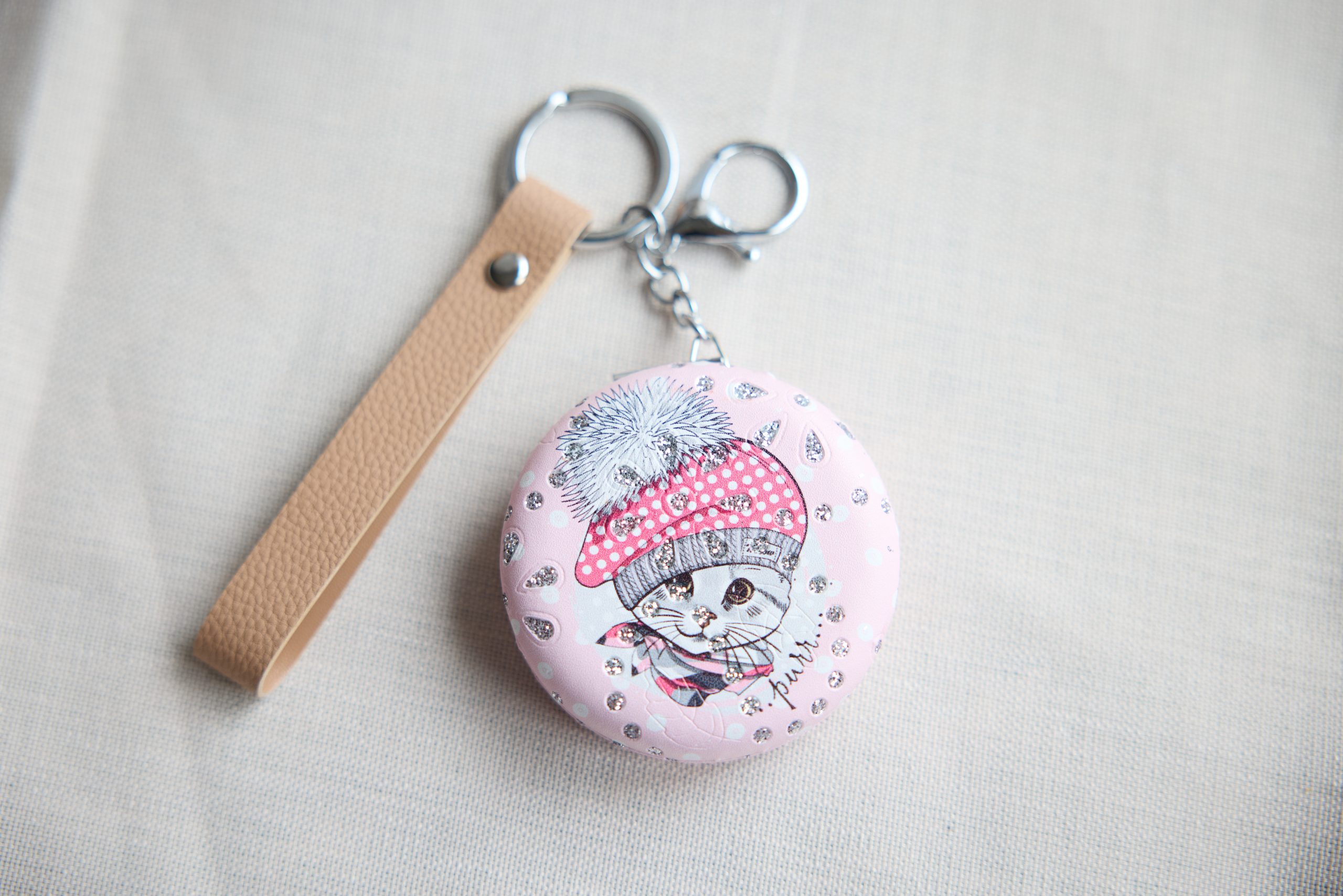 Kedi Motifli Cep Ayna Charm