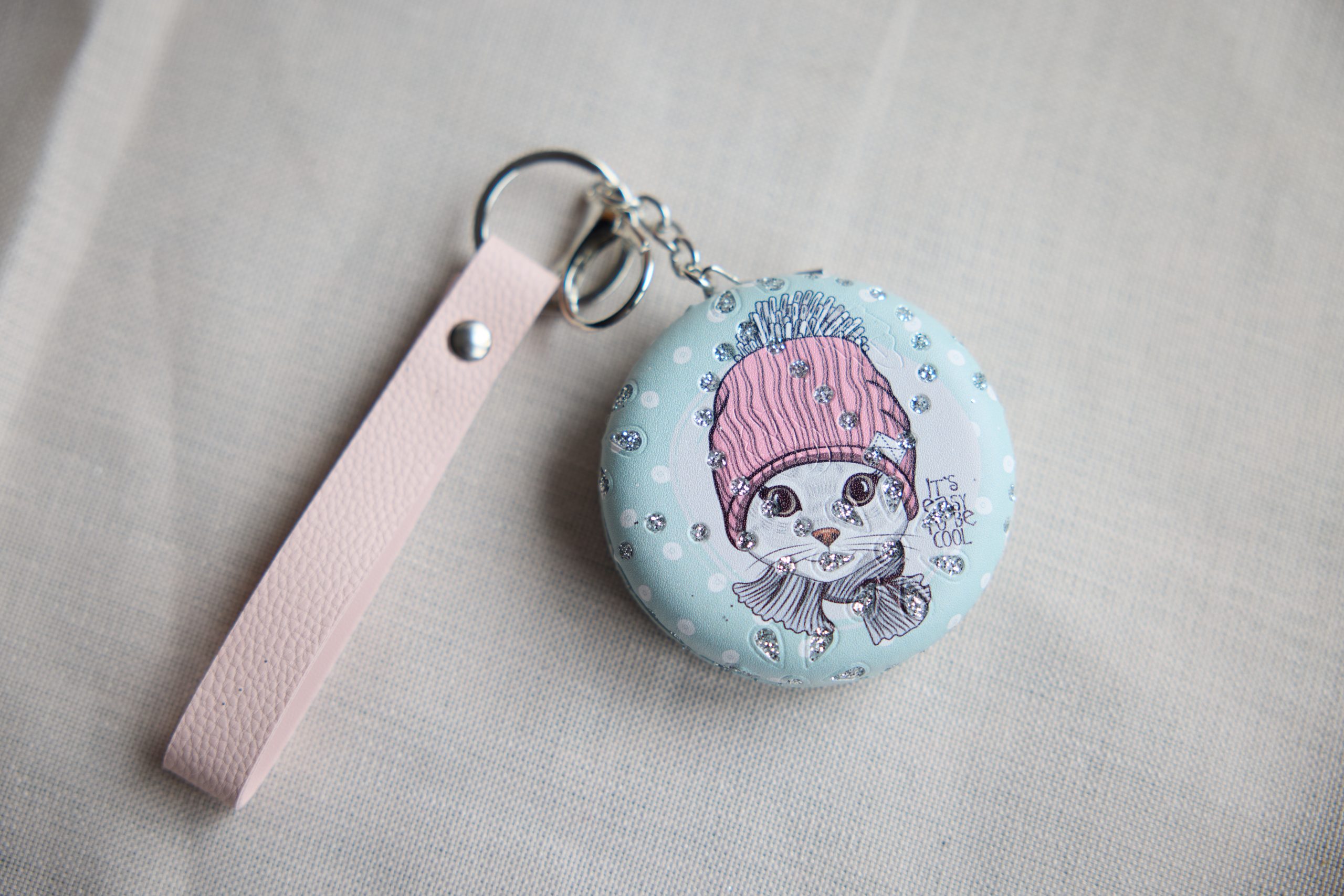 Kedi Motifli Cep Ayna Charm