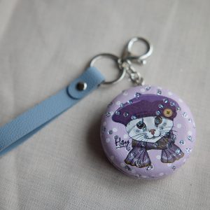 Kedi Motifli Cep Ayna Charm