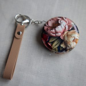 Çiçek Motifli Cep Ayna Charm