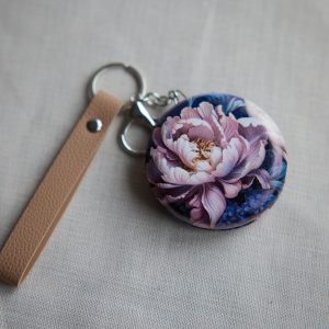 Çiçek Motifli Cep Ayna Charm