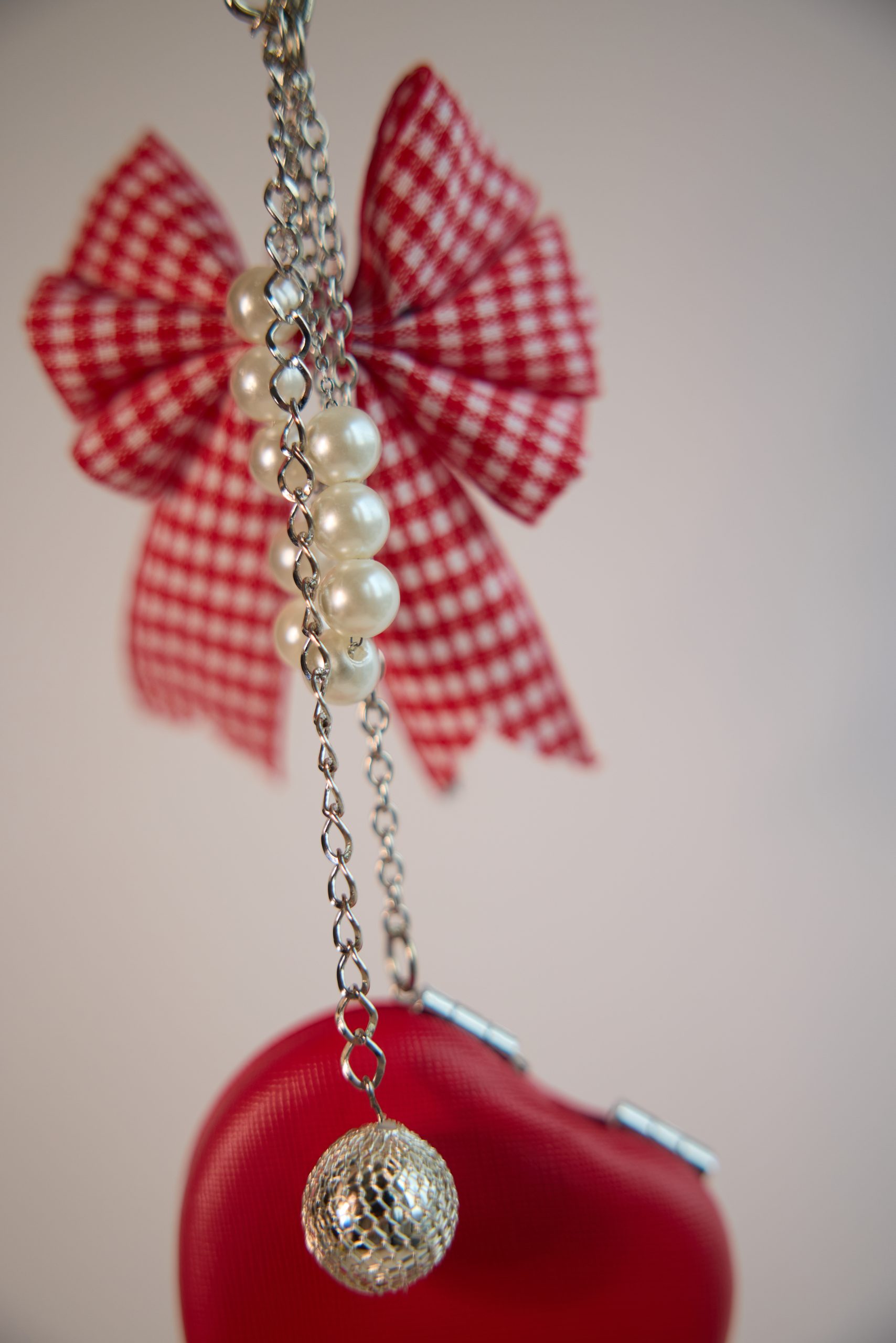 * CORDIS * Kalp Ayna İnci Detaylı Çanta Charm - Görsel 2