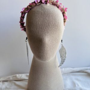 “Corona Virentis” Yaprak Detaylı Taç Açık Pembe