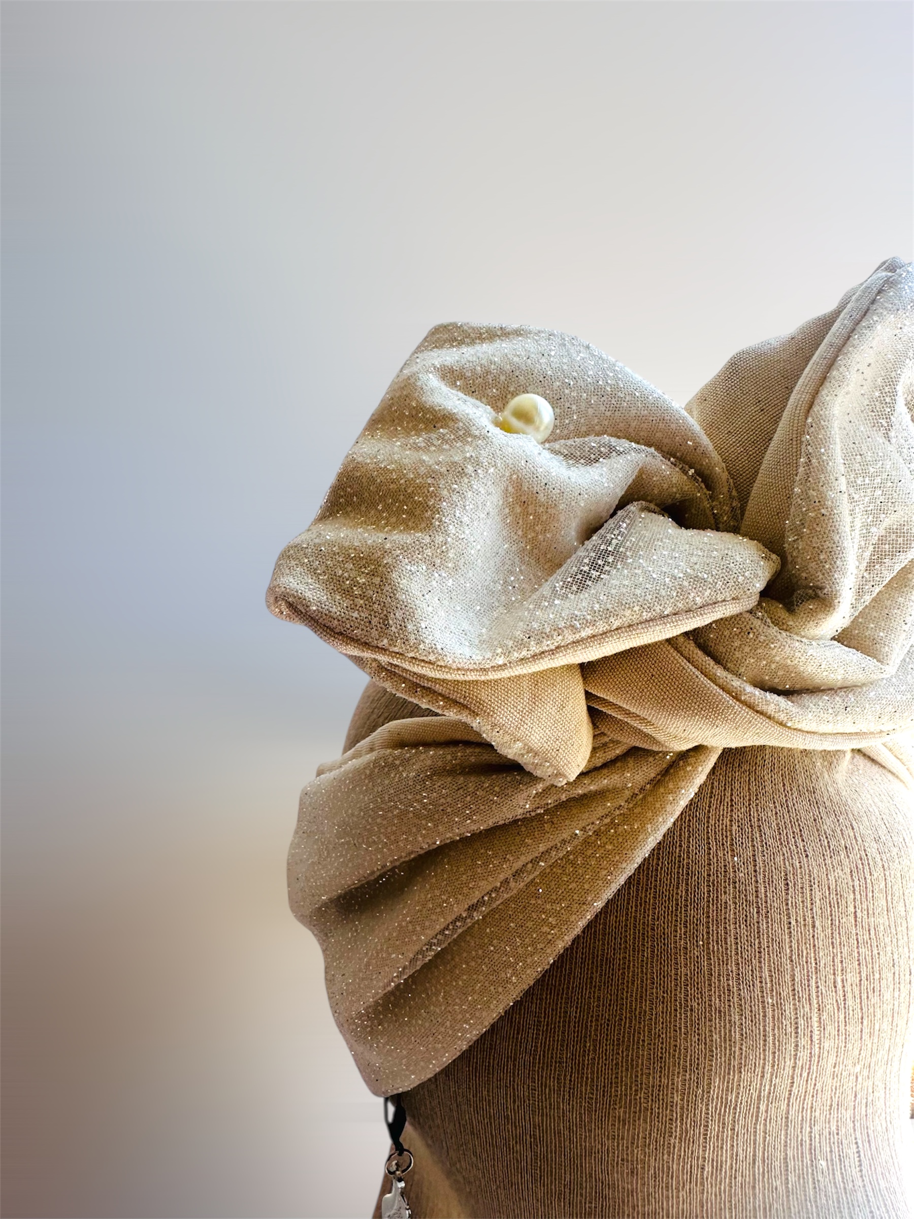 “Nyx’in Gözyaşları” İnci ve Sim kumaş Detaylı Telli Saç Bandı - Görsel 2