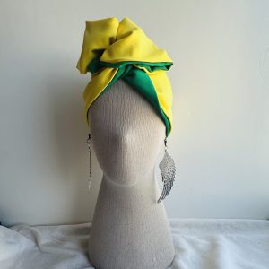 * Solvara * Yeşil - Sarı Çift Taraflı Telli Saç Bandı