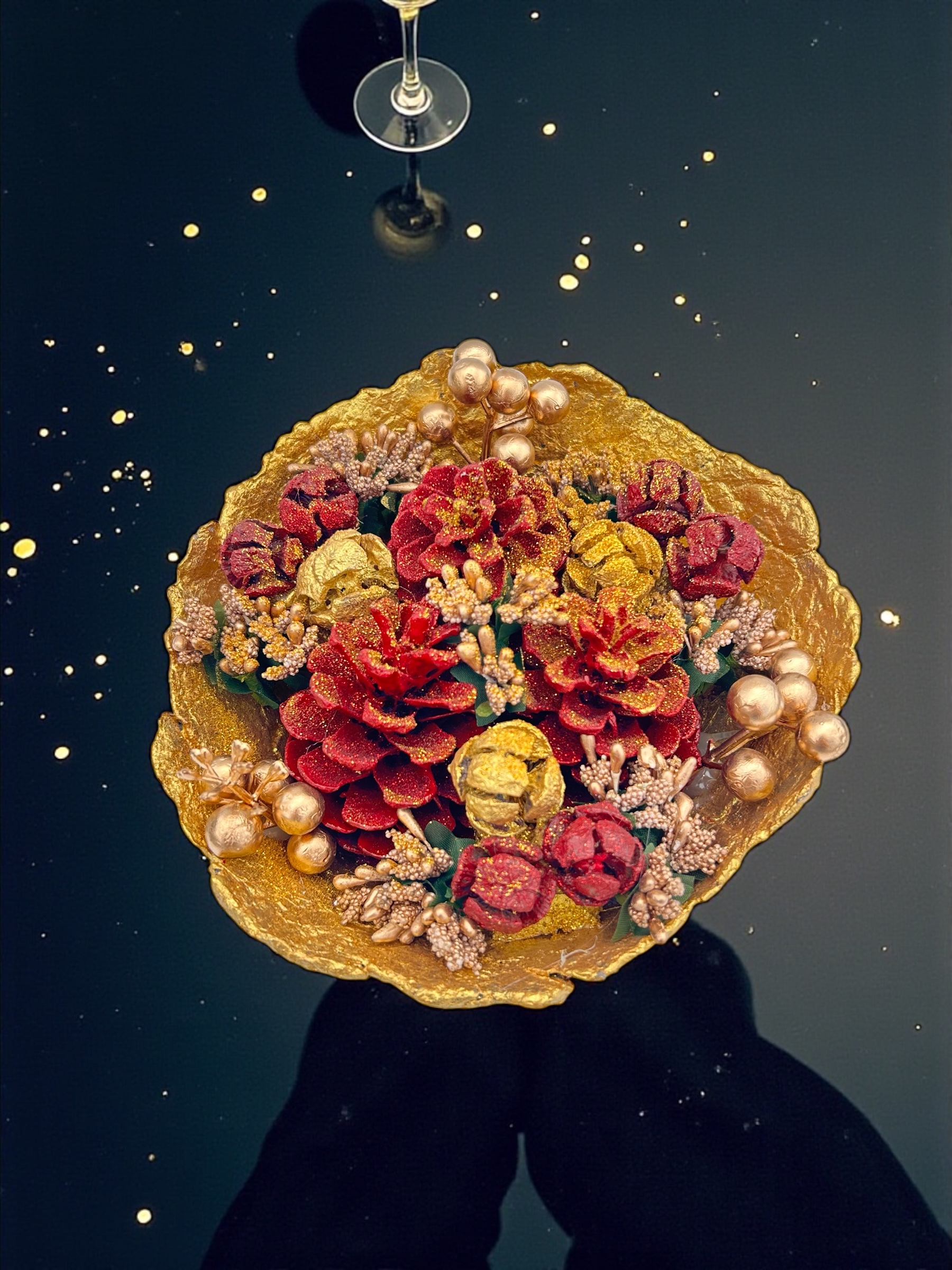 Golden Pine Noel Kasesi Işıklı Yılbaşı Masa dekorasyonu - Görsel 7