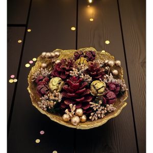 Golden Pine Noel Kasesi Işıklı Yılbaşı Masa dekorasyonu