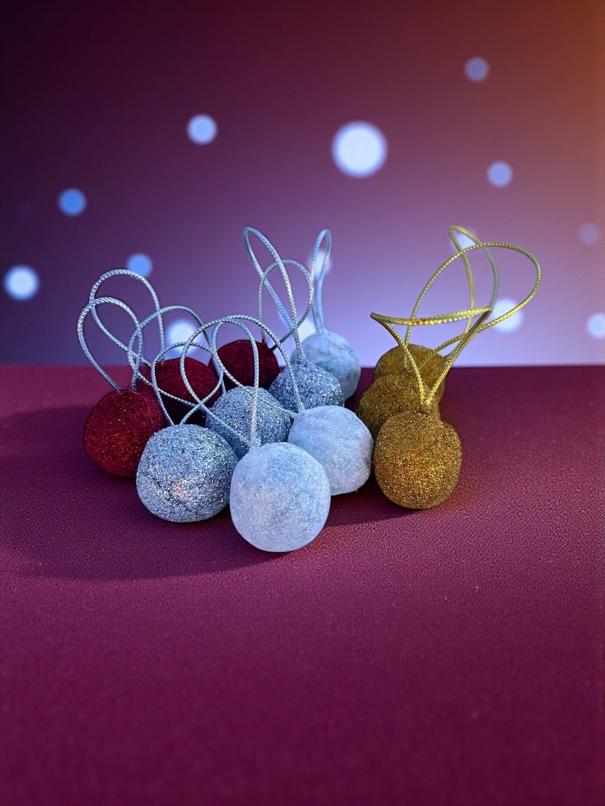 Yılbaşı Ağacı süsü 12 adet simli top yılbaşı süsü set - Görsel 11