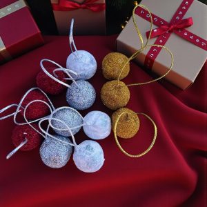 Yılbaşı Ağacı süsü 12 adet simli top yılbaşı süsü set