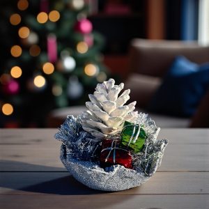 Işıklı Beyaz Kozalak Kasesi