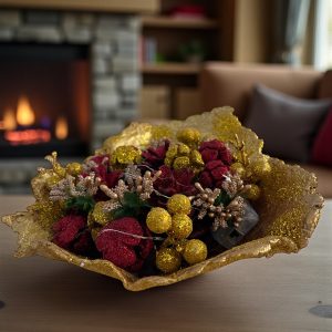 Silva Lumen Bowl Altın-Kırmızı Yılbaşı Kase 25×22x10 cm