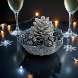 Aurea Nux Lumina gümüş Kozalak Işıklı 15x15x5 cm