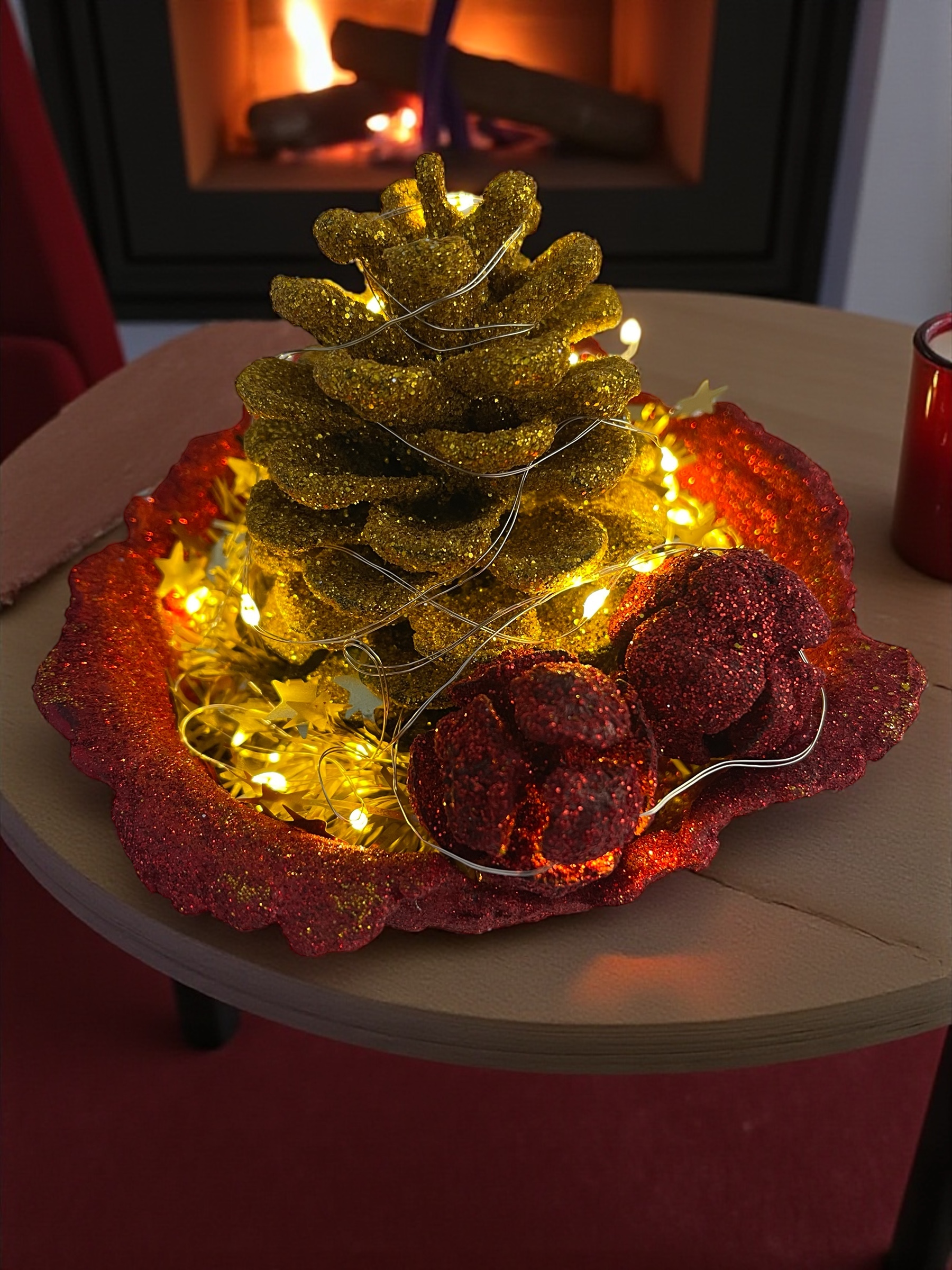 Aurea Nux Lumina altın Kozalak Işıklı 15x15x5 cm - Görsel 4