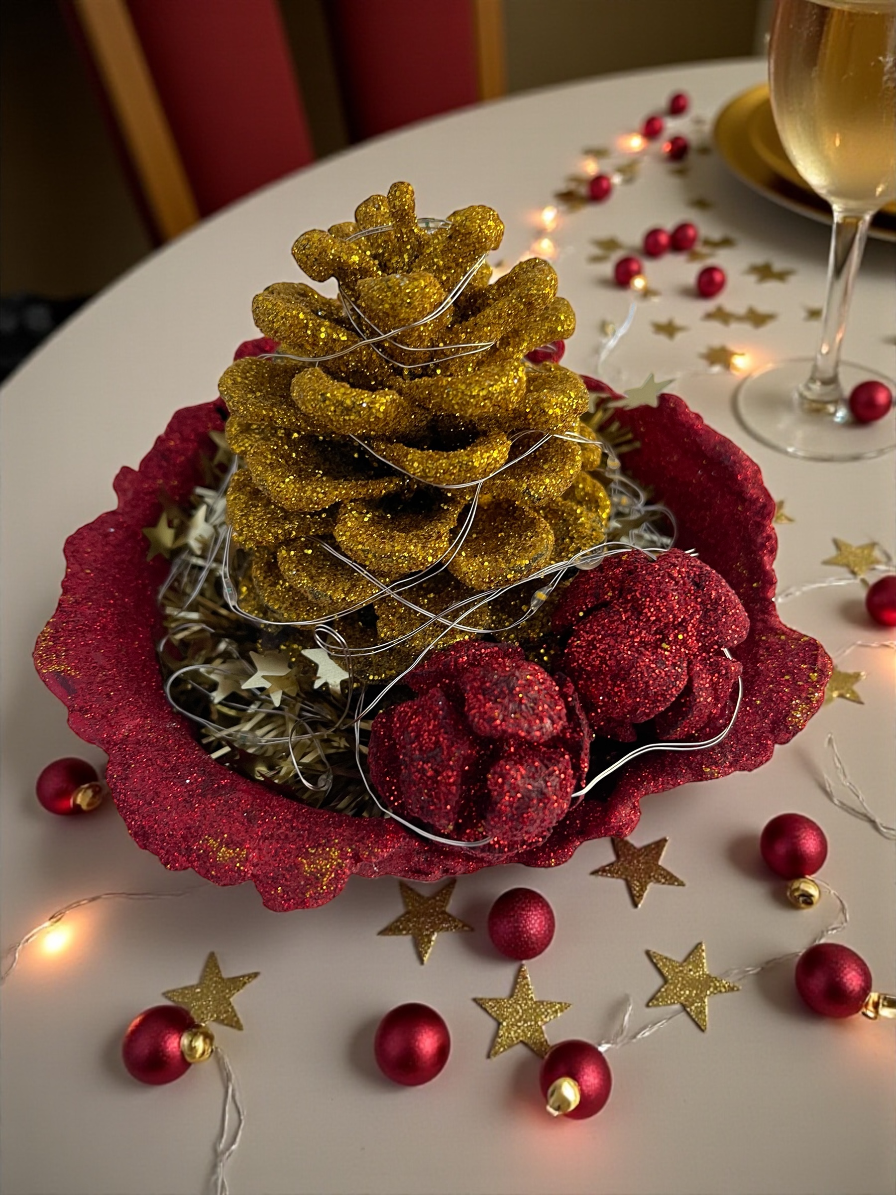 Aurea Nux Lumina altın Kozalak Işıklı 15x15x5 cm - Görsel 3