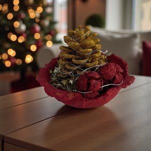 Aurea Nux Lumina altın Kozalak Işıklı 15x15x5 cm