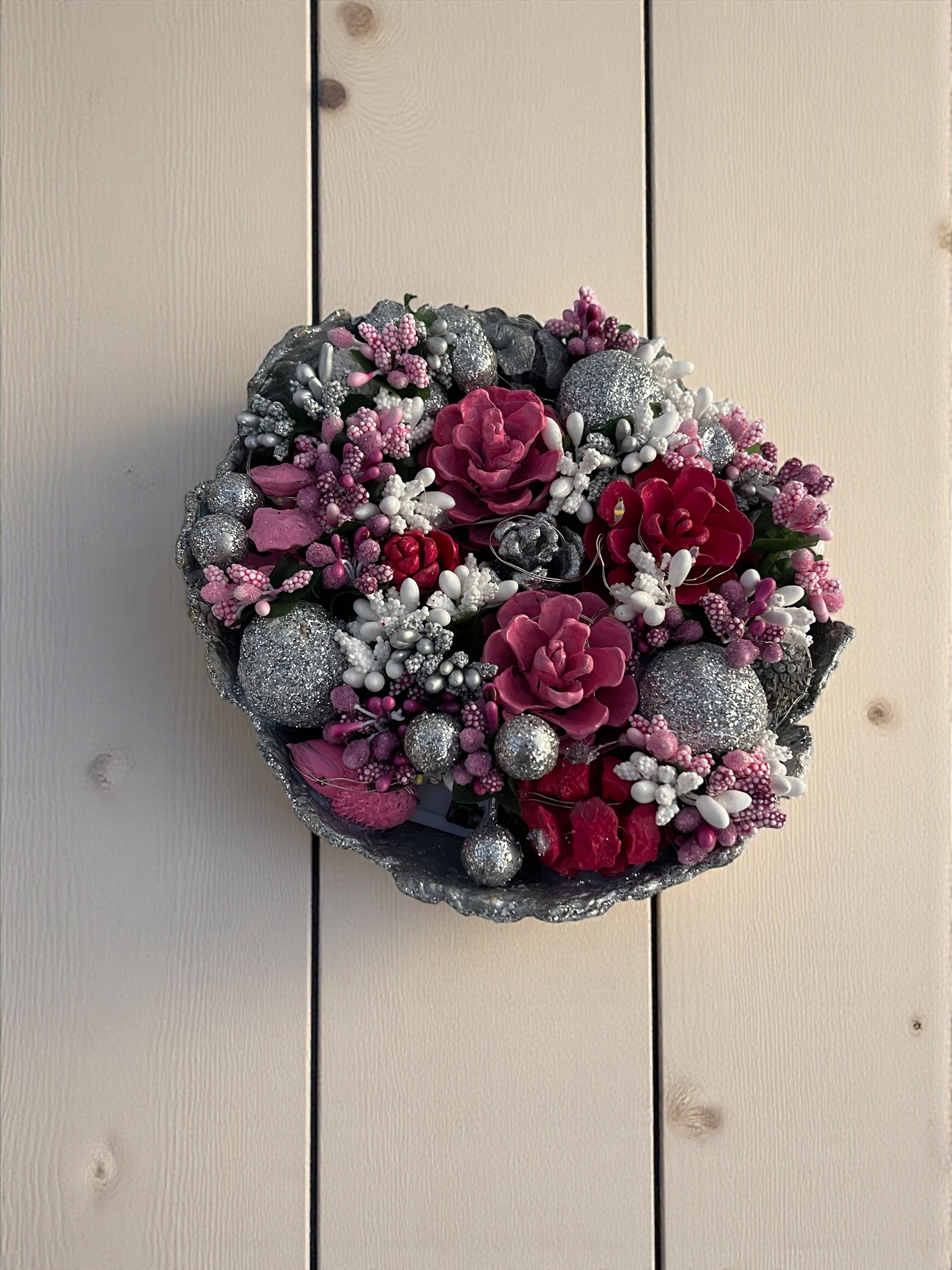 Silva Lumen Bowl Pembe-Gümüş Yılbaşı Kase 20x20x10 cm - Görsel 7