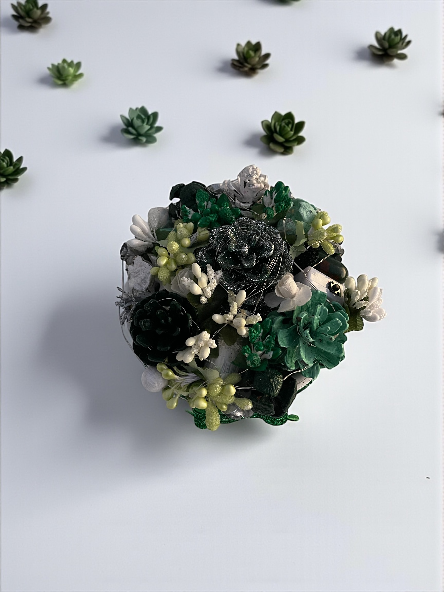 Silva Lumen Bowl Yeşil-Beyaz Yılbaşı Kase 15x15x10 cm - Görsel 4