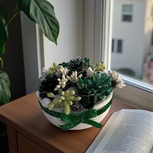 Silva Lumen Bowl Yeşil-Beyaz Yılbaşı Kase 15x15x10 cm