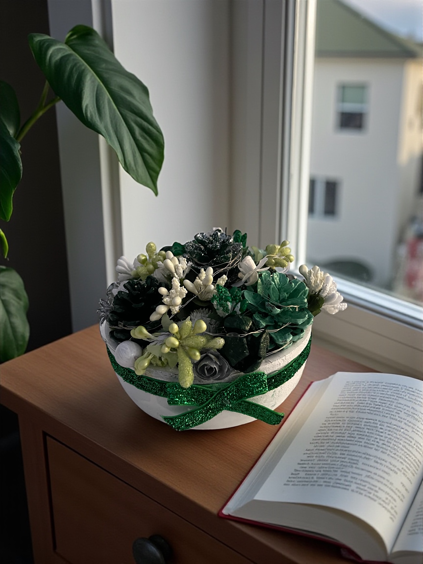 Silva Lumen Bowl Yeşil-Beyaz Yılbaşı Kase 15x15x10 cm