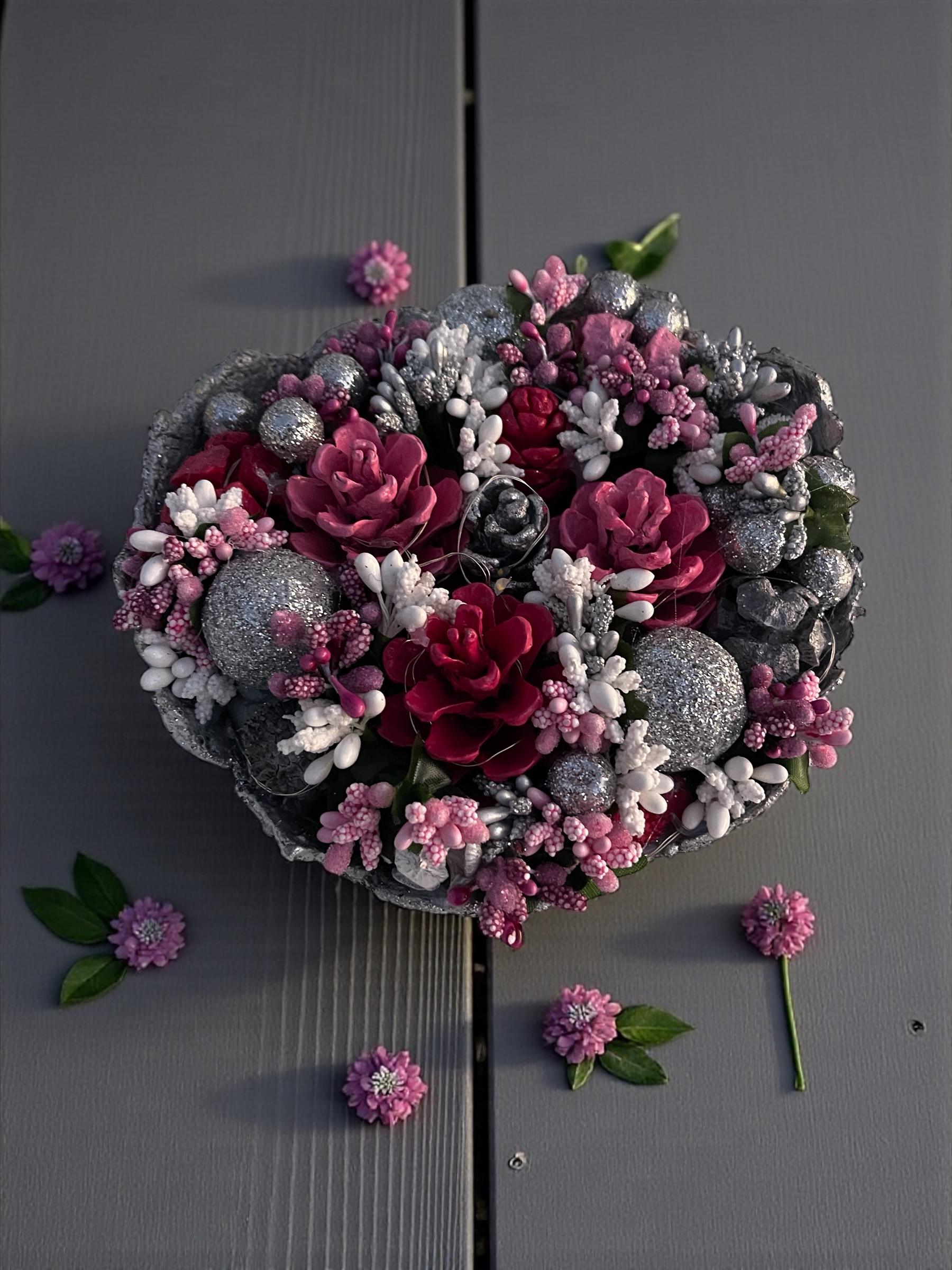 Silva Lumen Bowl Pembe-Gümüş Yılbaşı Kase 20x20x10 cm - Görsel 3