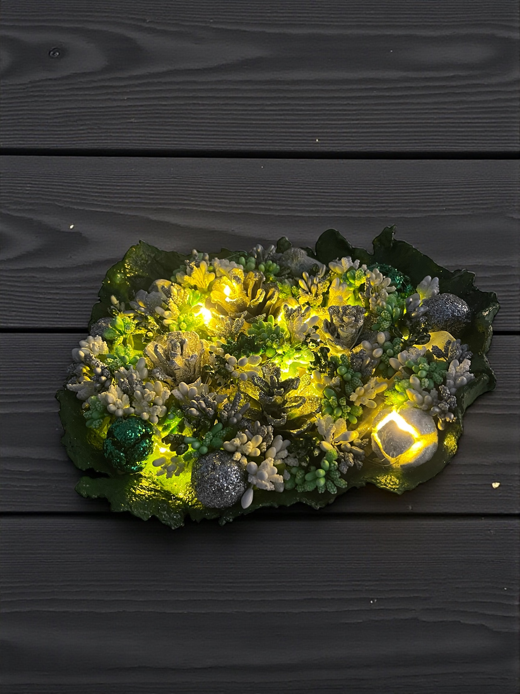 Silva Lumen Bowl Yeşil-Gümüş Yılbaşı Kase 25×22x10 cm - Görsel 4