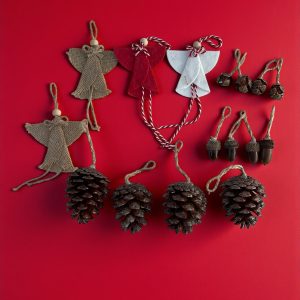 12 adet natural yılbaşı süsü 3 melek hediyeli yılbaşı süsü