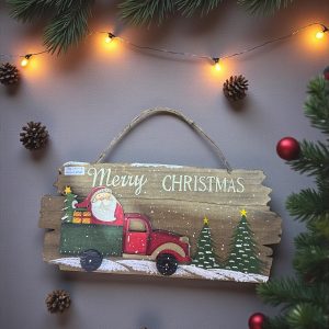 Mutlu Noeller kapı süsü noel babaTabelası