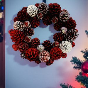 Rubra Conifera Corona Kozalak Yılbaşı Çelenk Kırmızı 30 cm