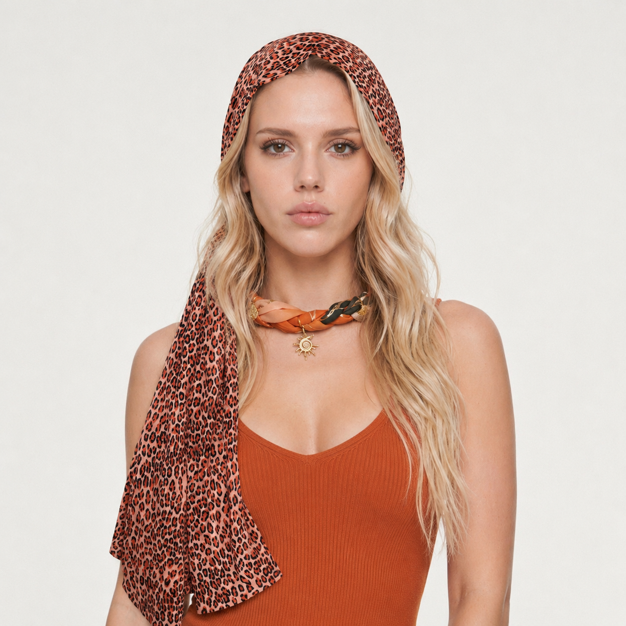 Leopar Desenli Saç Eşarbı & Boyun Fuları | Ayarlanabilir Bandana, Boho Headscarf, Kadın Saç Aksesuarı, Festival ve Yazlık Stil - Görsel 4