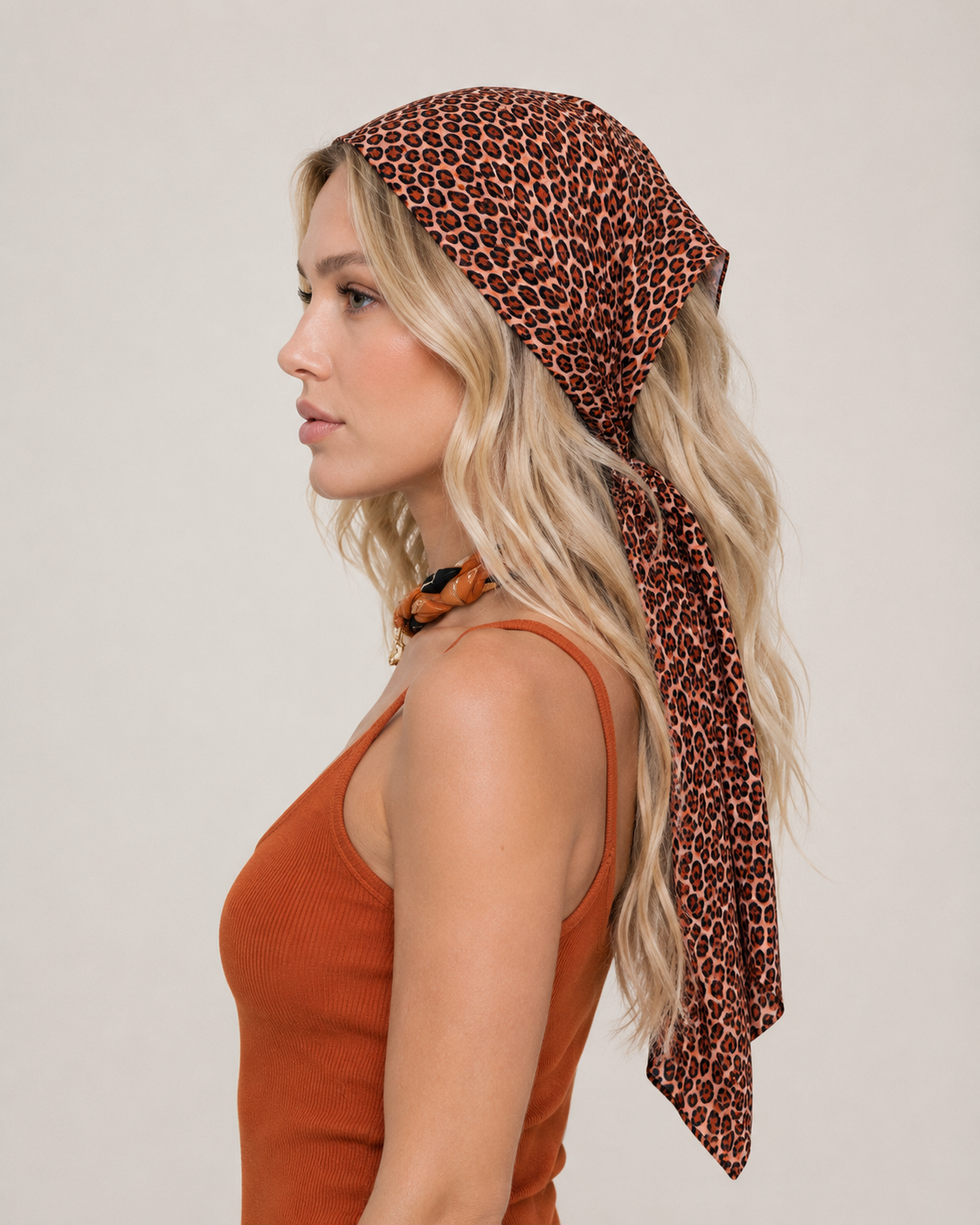 Leopar Desenli Saç Eşarbı & Boyun Fuları | Ayarlanabilir Bandana, Boho Headscarf, Kadın Saç Aksesuarı, Festival ve Yazlık Stil - Görsel 5